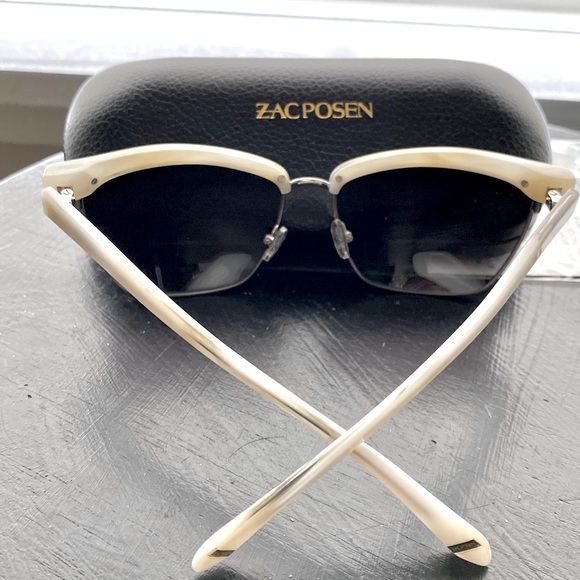 ZACK POSEN square sunglasses with white & gold detailing. Hard plastic case, NWT - Picture 6 of 11